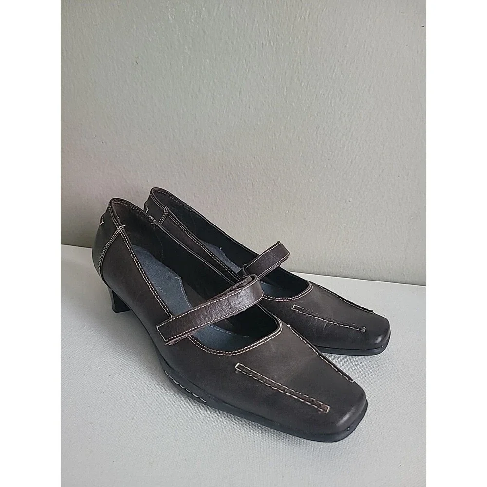 Aerosoles Brown Leather Mary Jane Pumps Sz 8 Office Career Work Teacher